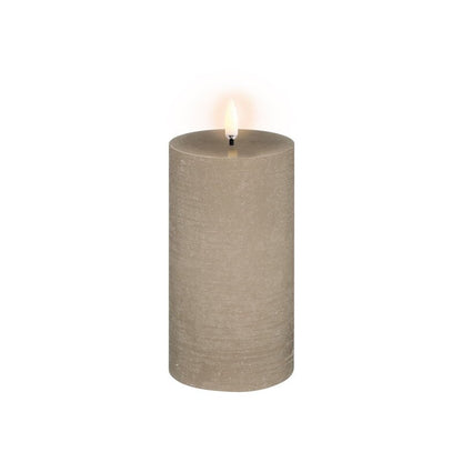 LED pillar candle by Uyuni Lighting #7,8 x 15 cm, rustic texture, sandstone #