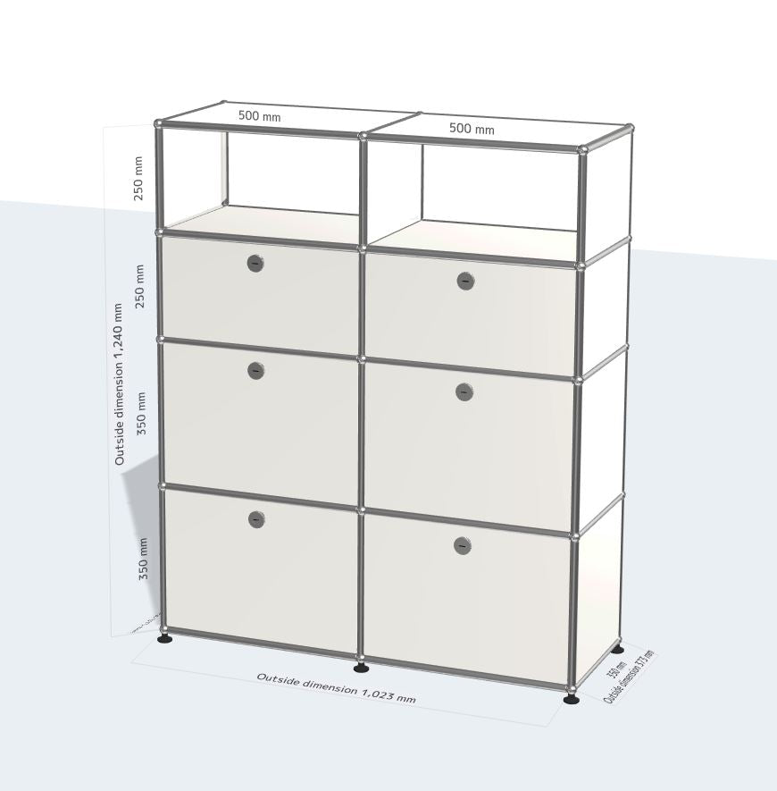 2x4 Module High Board (6 Doors & 2 Top Open Compartments) [W1023XD373XH1240]