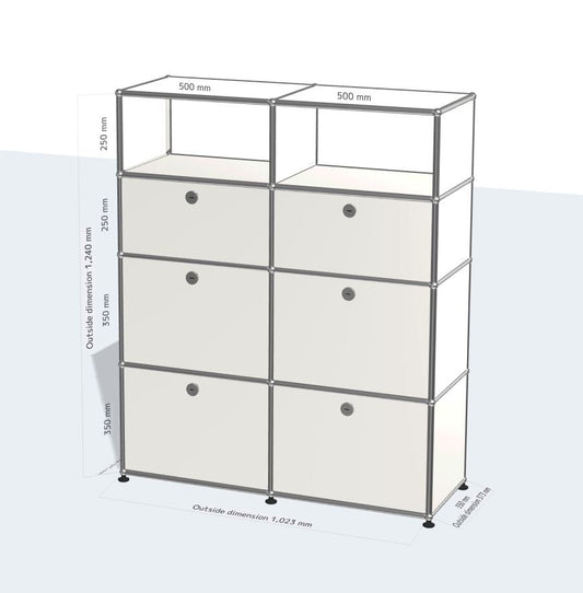 2x4 Module High Board (6 Doors & 2 Top Open Compartments) [W1023XD373XH1240]