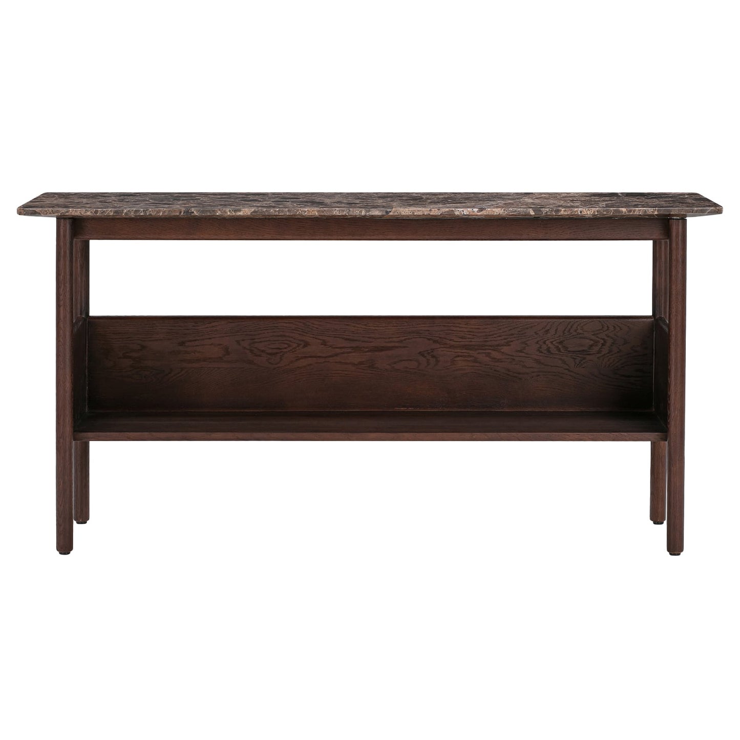 Collect console side table, low, dark brown - Emperador marble