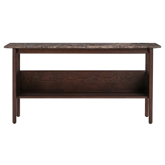 Collect console side table, low, dark brown - Emperador marble