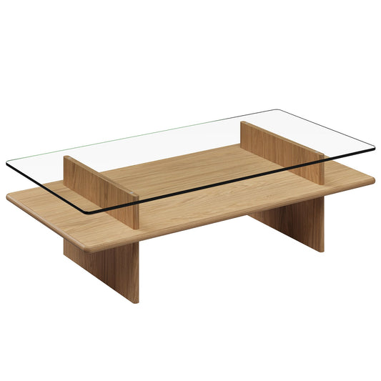 Parallel coffee table, 60 x 120 cm, white lacquered oak