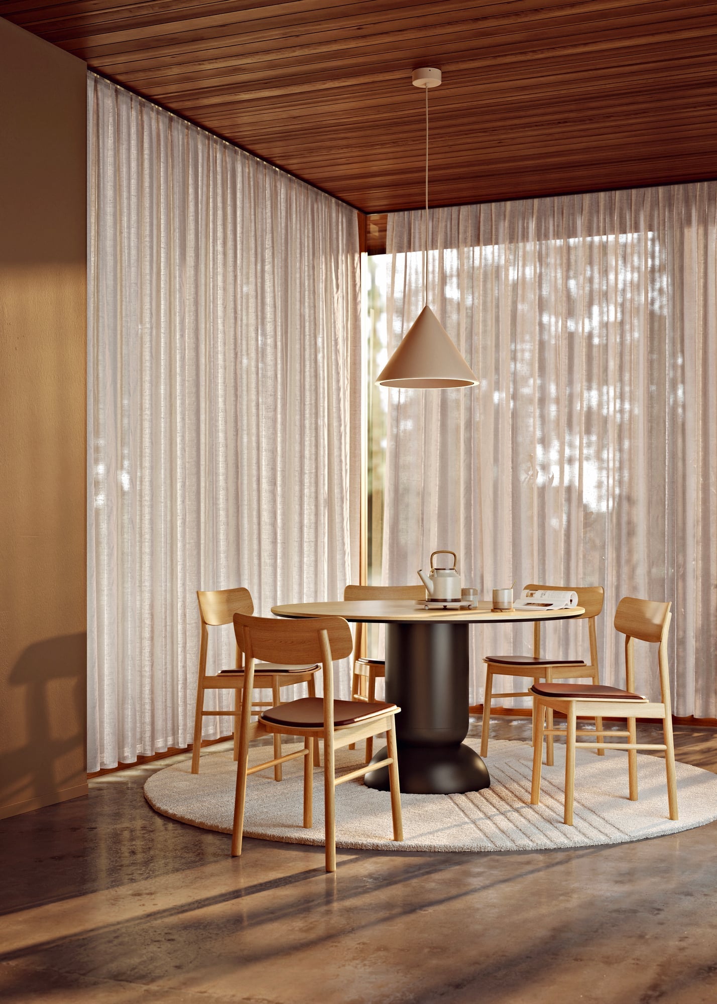 Ludo dining table, 130 cm, black - white pigmented lacquered oak