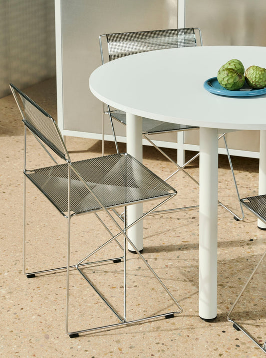 Annex table round, 110 cm, cream white - white laminate