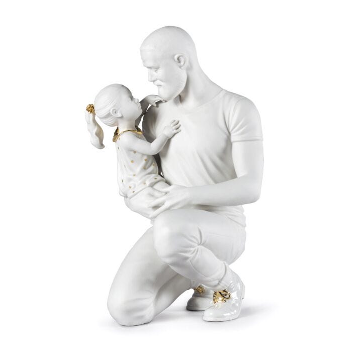 In Daddy's Arms Figurine by Lladró #Golden & White Luster