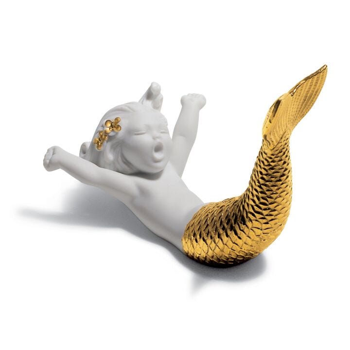 Waking up at Sea Mermaid Figurine by Lladró #Golden Lustre