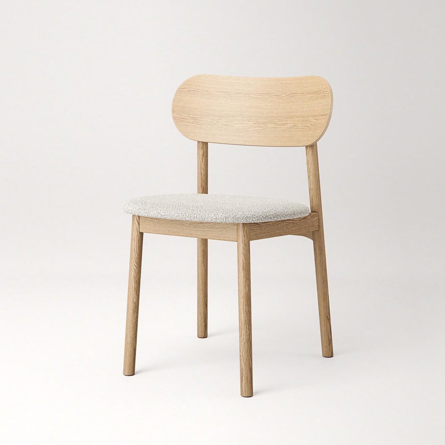 Decotique Elephant Dining Chair Natural Oak/White Bouclé