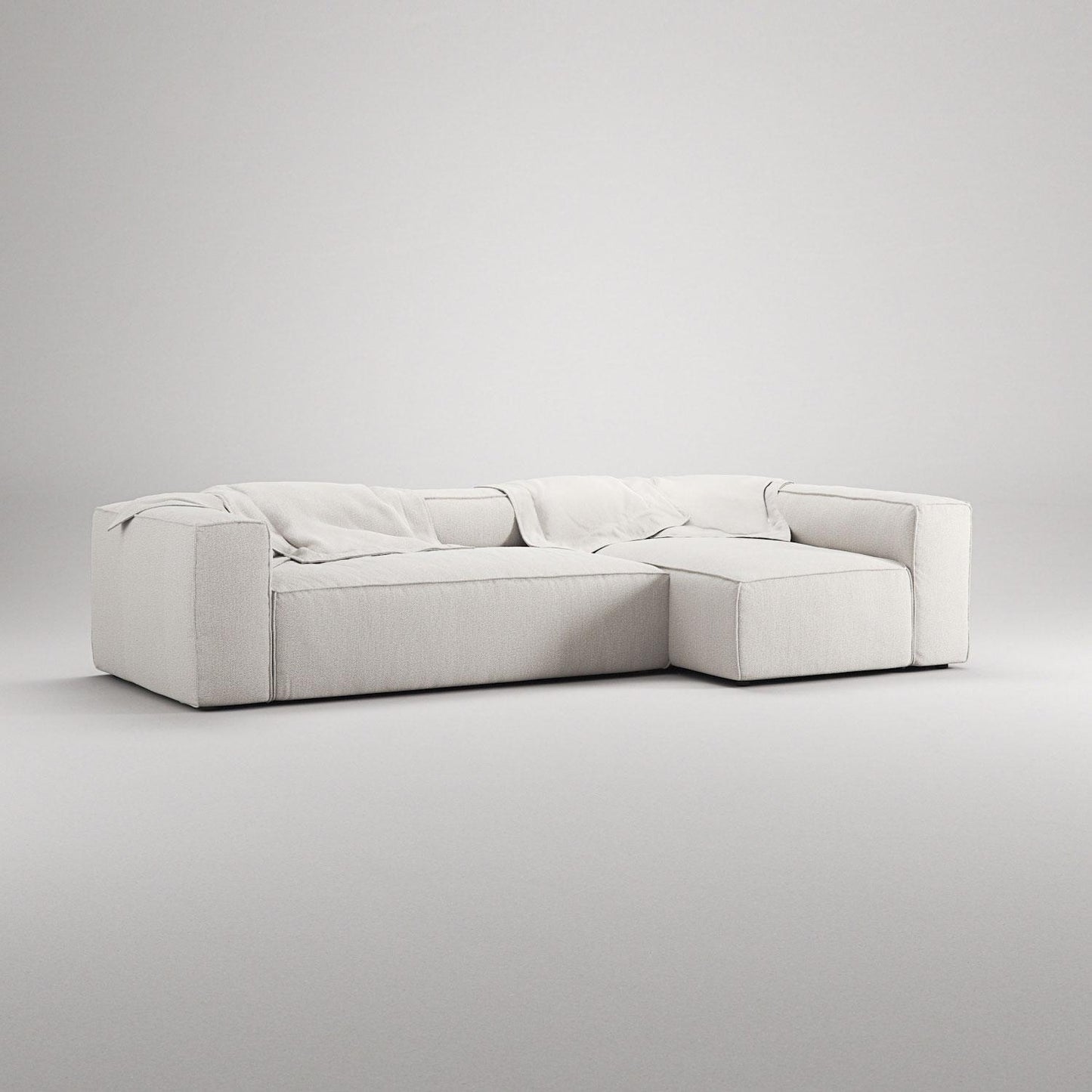 Decotique Grand 4-Seater Sofa Divan Right Steam/ White