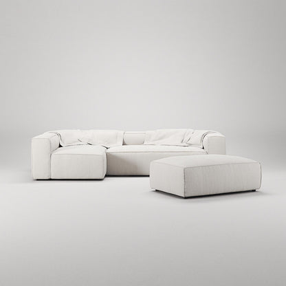 Decotique Grand 4-Seater Sofa Divan Open End With Footstool Left Steam/ White