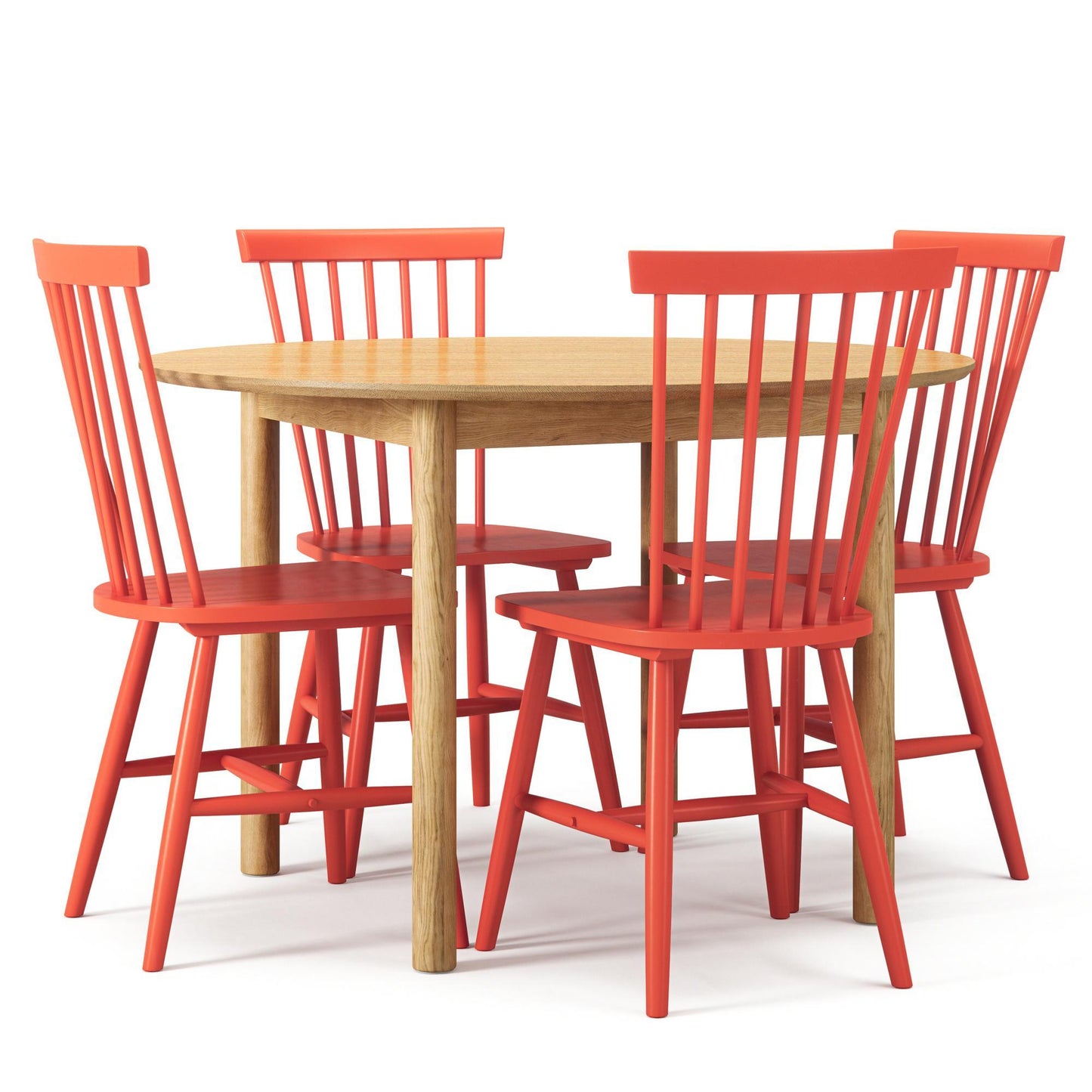 Department Wood Dining Table Set Oak/ Orange