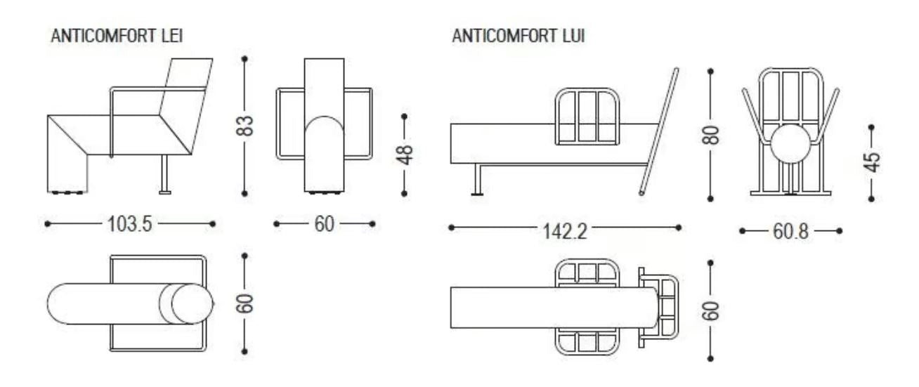 ANTI-COMFORT LEI & LUI - Seating element in solid Briccola wood with iron frame (Request Info).
