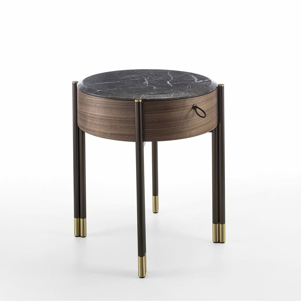 BAYUS TONDO 44 - Round walnut bedside table.
