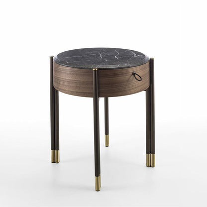BAYUS TONDO 44 - Round walnut bedside table.
