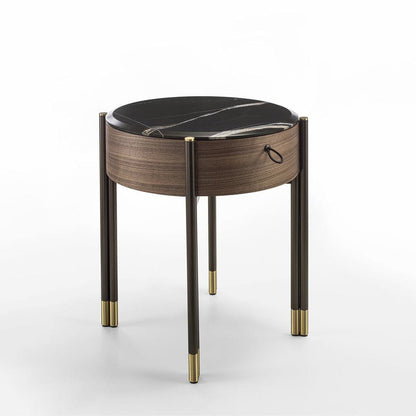 BAYUS TONDO 44 - Round walnut bedside table.
