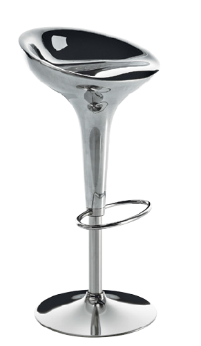 AL BOMBO - Swivel height-adjustable aluminium stool with footrest.