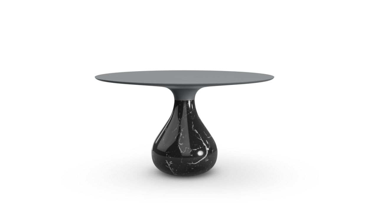 Aqua Round Dining Table by Roche Bobois #H. 75 x ∅. 138 cm/Fenix : Grigio Bromo/glossy marquina