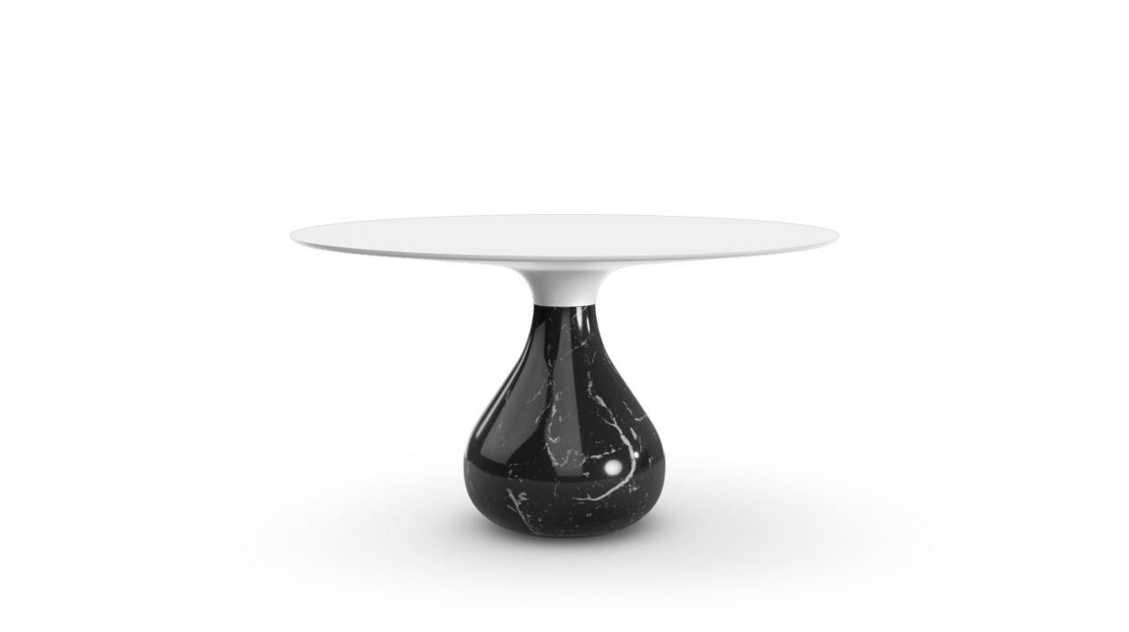 Aqua Round Dining Table by Roche Bobois #H. 75 x ∅. 138 cm/Fenix : Blanco/glossy marquina