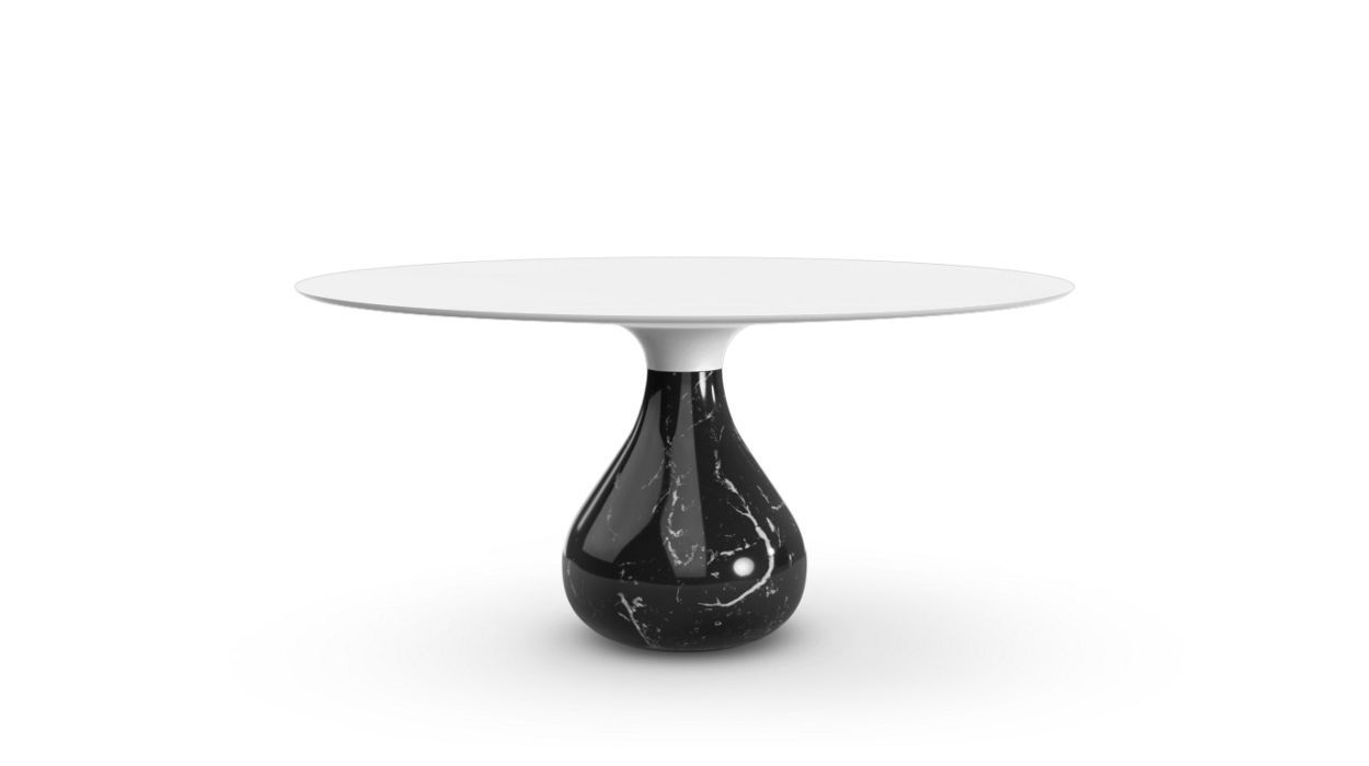 Aqua Round Dining Table by Roche Bobois #H. 75 x ∅. 158 cm/Fenix : Blanco/glossy marquina