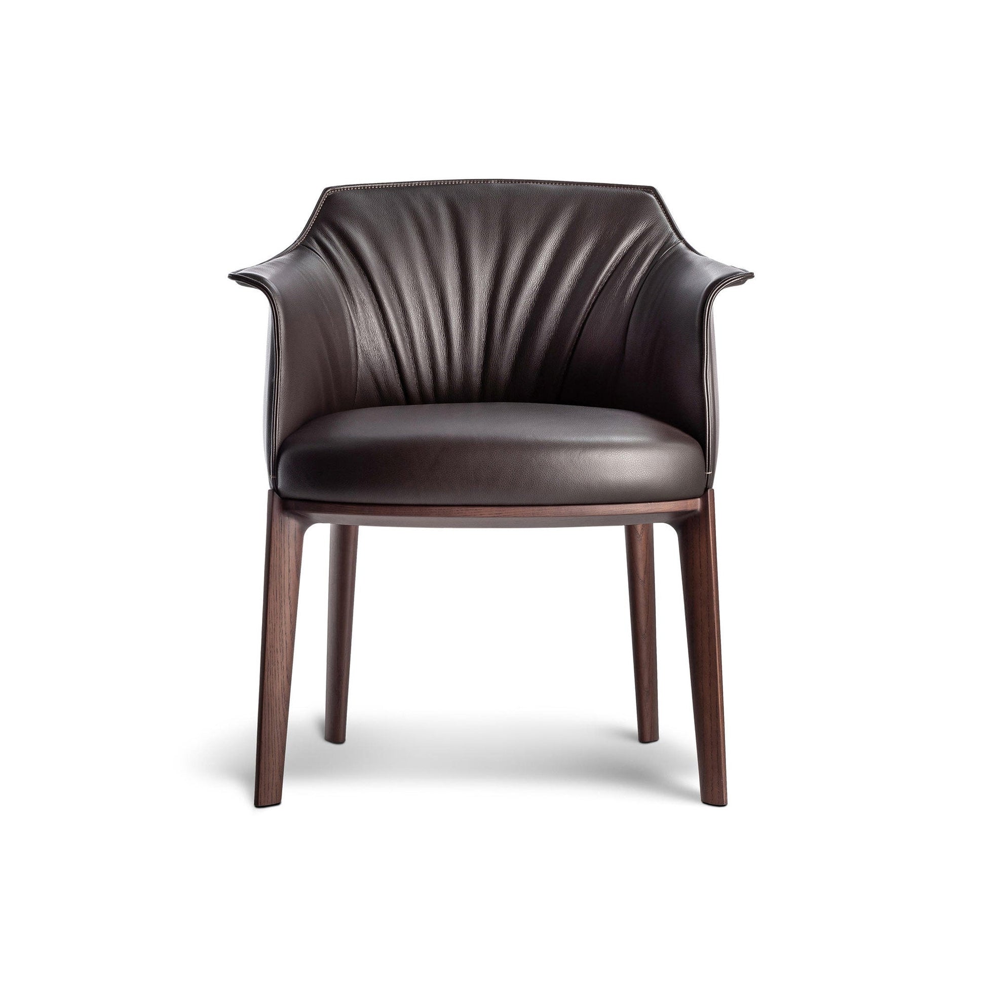 ARCHIBALD - Upholstered leather dining chair with armrests (Request Info).