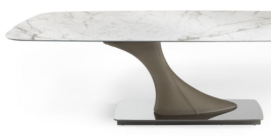 ARCHIMEDE - Extending rectangular Marble glass dining t