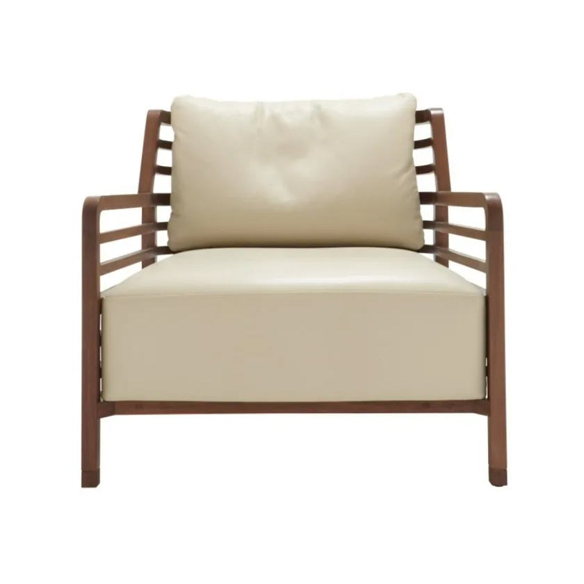 FLAX - Leather armchair with armrests.