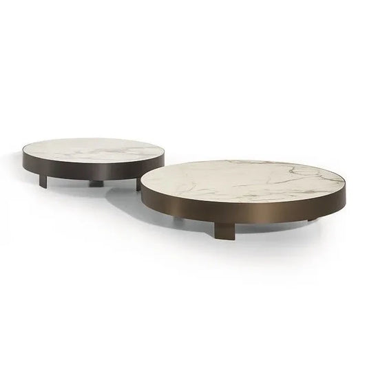 JAZZ - Low round ceramic coffee table (Dimension - Ø96 x H28 cm).