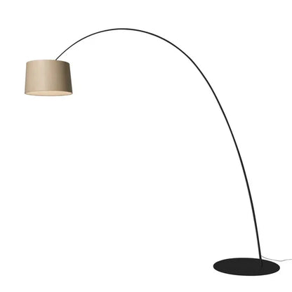 TWIGGY ELLE WOOD - LED arc lamp with metal base and oak lampshade.