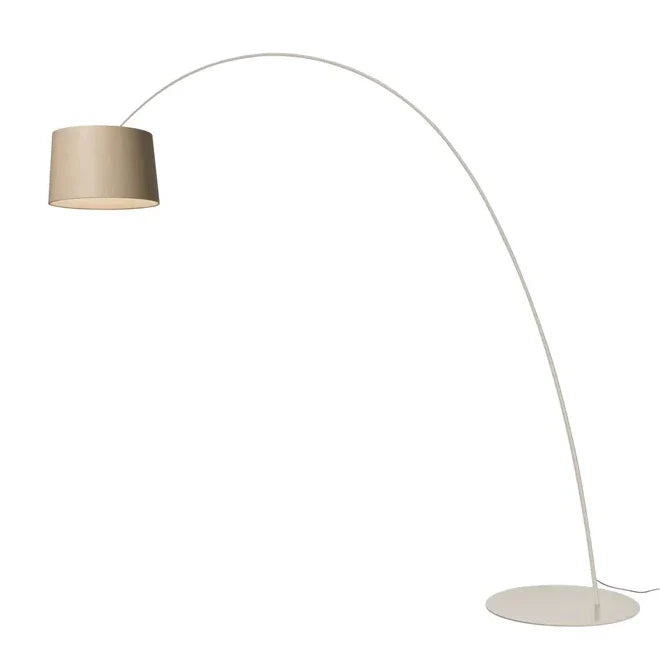 TWIGGY ELLE WOOD - LED arc lamp with metal base and oak lampshade.