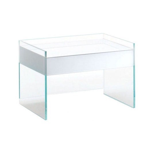 FLOAT - Rectangular crystal bedside table with drawers (Request Info).