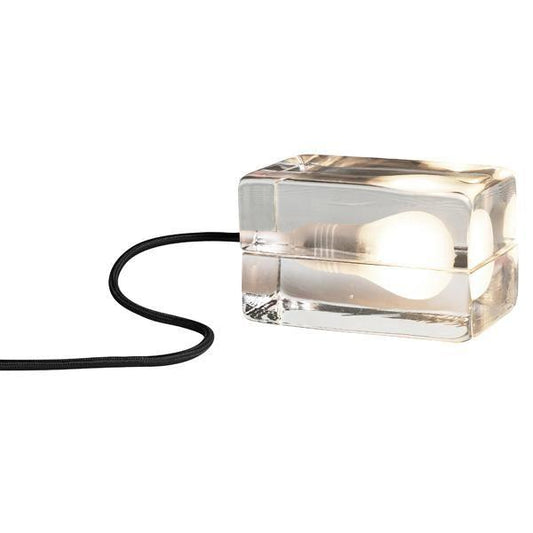 Design House Stockholm Block Lamp Table Lamp Clear Glass Black Cord