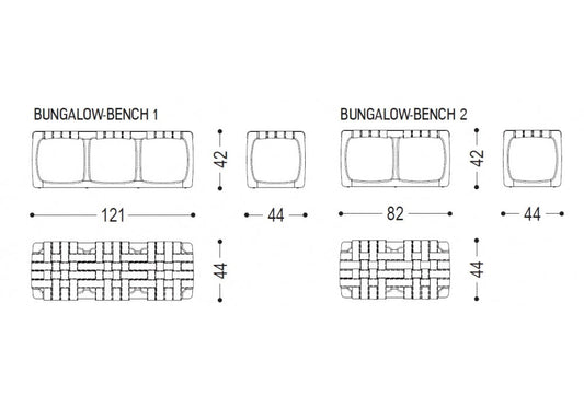 BUNGALOW - Solid wood and leather bench (Dimensions - L.121 x P.44 x H.42) (Request Info).