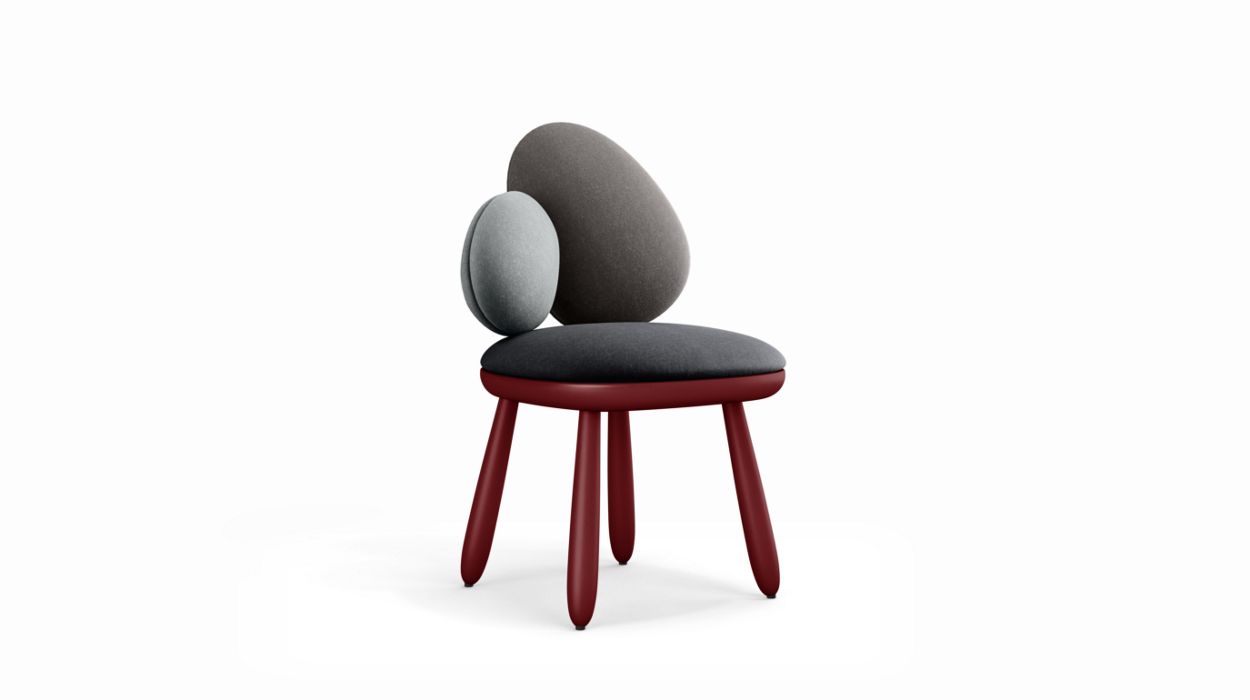 Cairn Chair by Roche Bobois #harmony 3 (grey) / Lacquer : Red