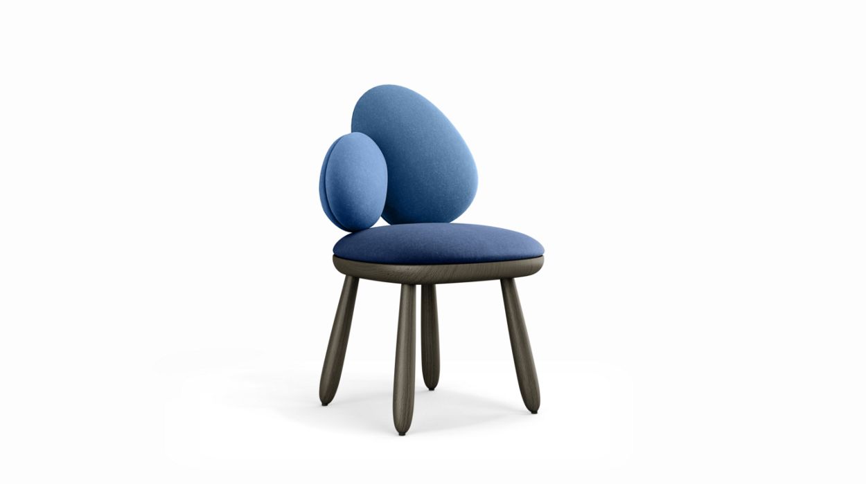Cairn Chair by Roche Bobois #harmony 4 (blue) / Beech : Grigio Plumbeo