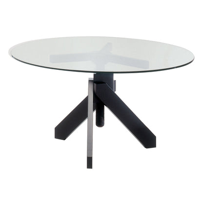 VIDUN - Round wood and glass table.