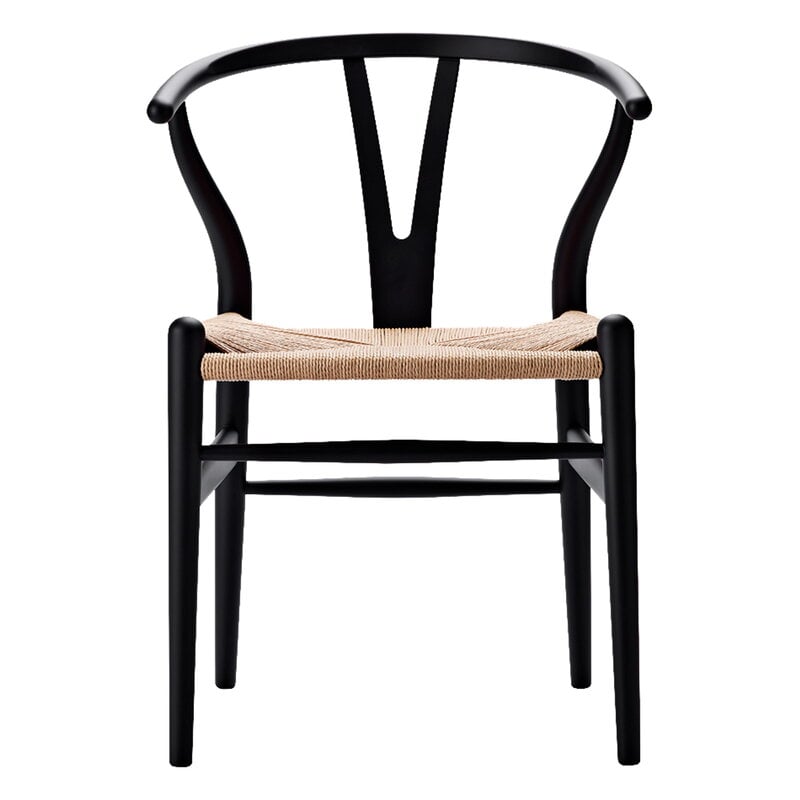CH24 Wishbone chair by Carl Hansen & Søn #soft black - natural cord #