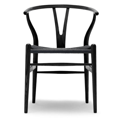 CH24 | WISHBONE CHAIR by Carl Hansen & Søn #oak/Painted Black (CHS)/Black Paper Cord