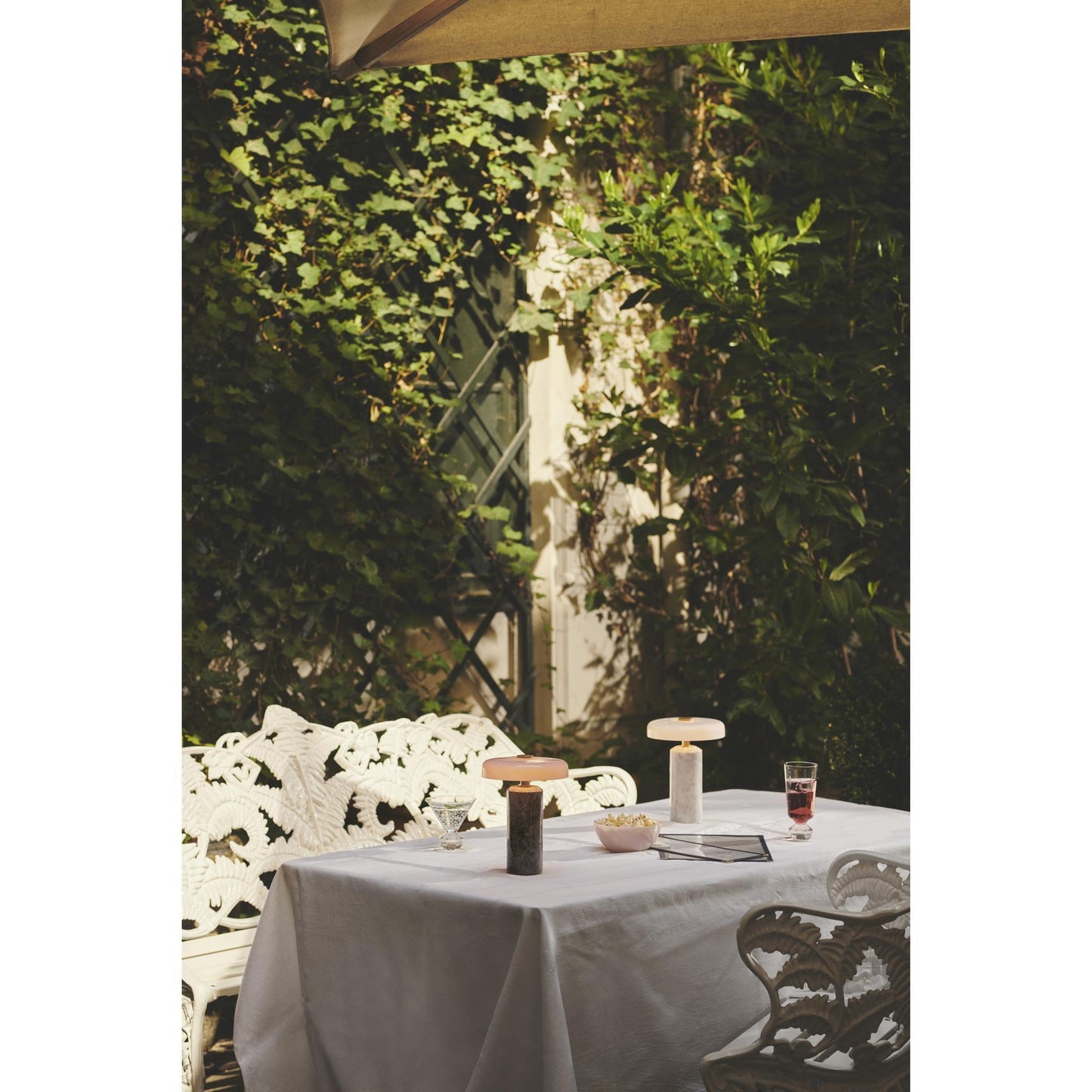 Design By Us Trip Portable Lamp Carrara Marble/Glossy Opal