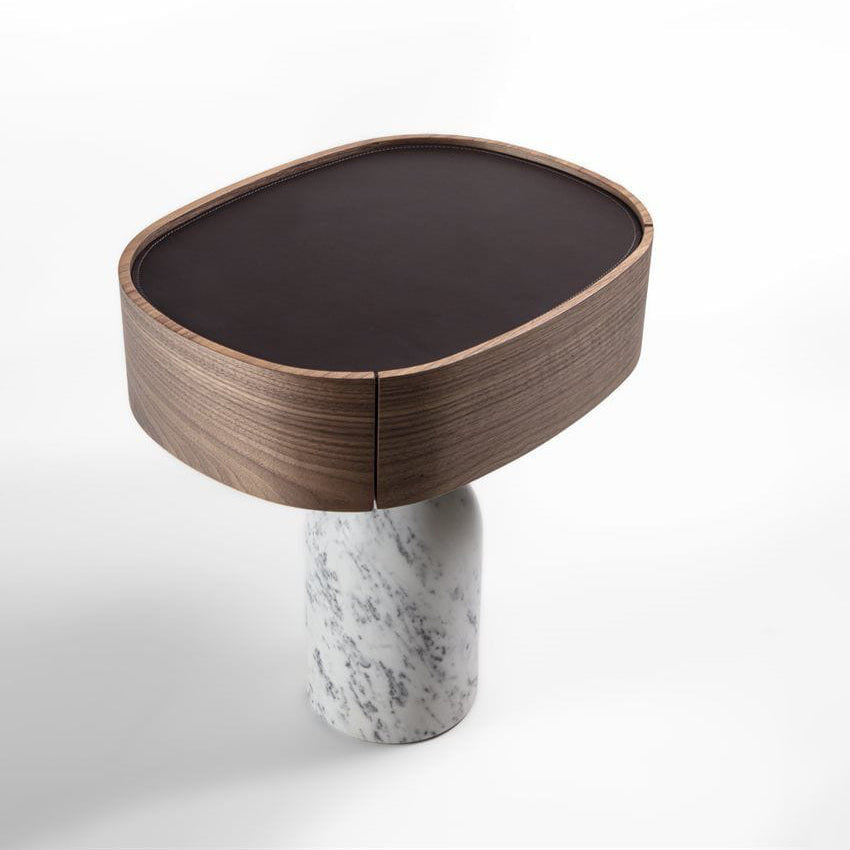 EKERO NIGHT - Marble and wood bedside table.