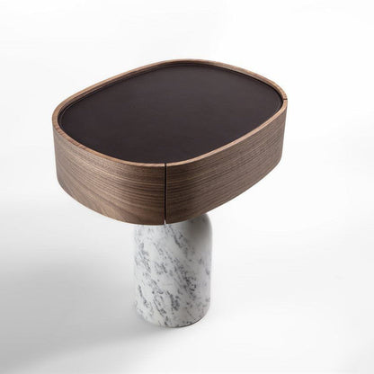 EKERO NIGHT - Marble and wood bedside table.