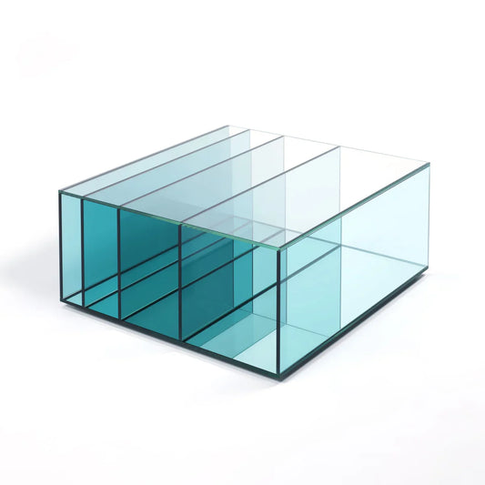 DEEP SEA - Square crystal coffee table with storage space.