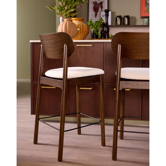 Decotique Elephant Bar Stool Dark Oak/Beige Velvet