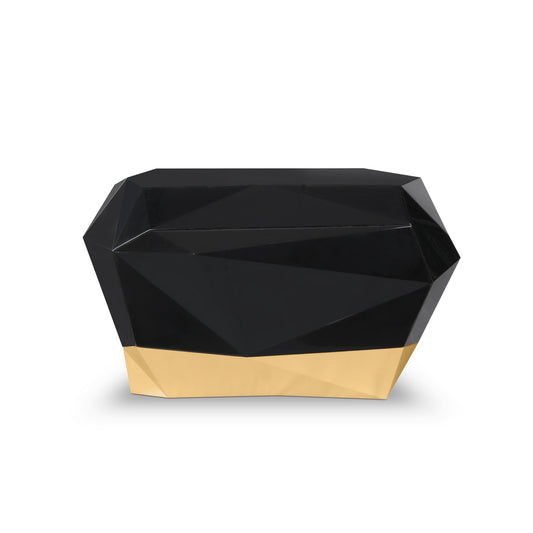 DIAMOND - Rounded wooden bedside table with drawers.