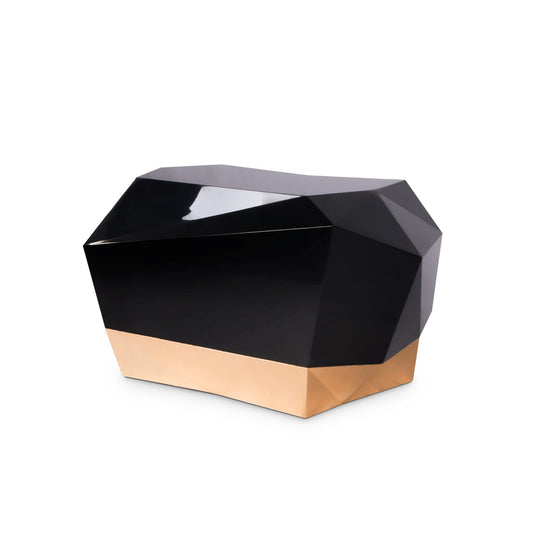 DIAMOND - Rounded wooden bedside table with drawers.