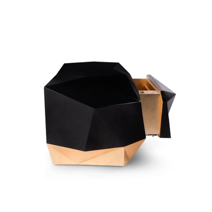 DIAMOND - Rounded wooden bedside table with drawers.