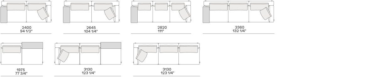 BRERA Divano Sx Dx - Poliform Technical Drawing