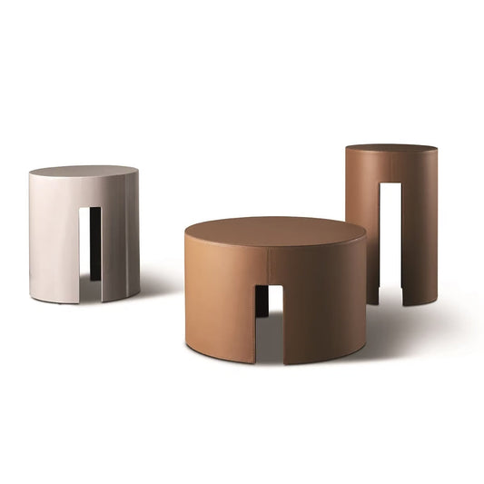 GONG - Low round wooden coffee table (Dimension - Ø37 x H60 cm).