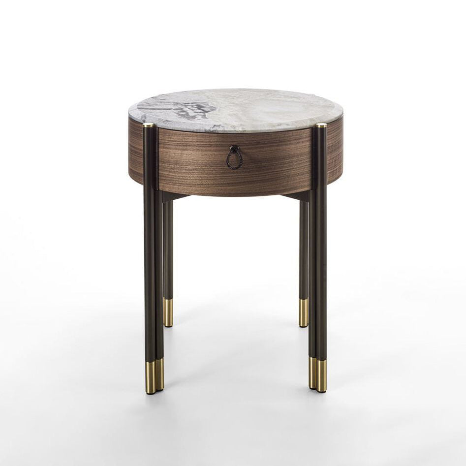 BAYUS TONDO 44 - Round walnut bedside table.