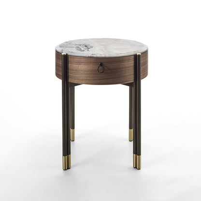 BAYUS TONDO 44 - Round walnut bedside table.
