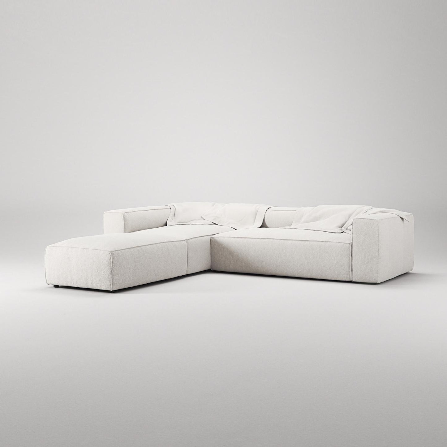 Decotique Grand 4-Seater Sofa Divan Open End With Footstool Left Steam/ White