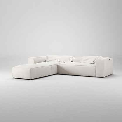Decotique Grand 4-Seater Sofa Divan Open End With Footstool Left Steam/ White